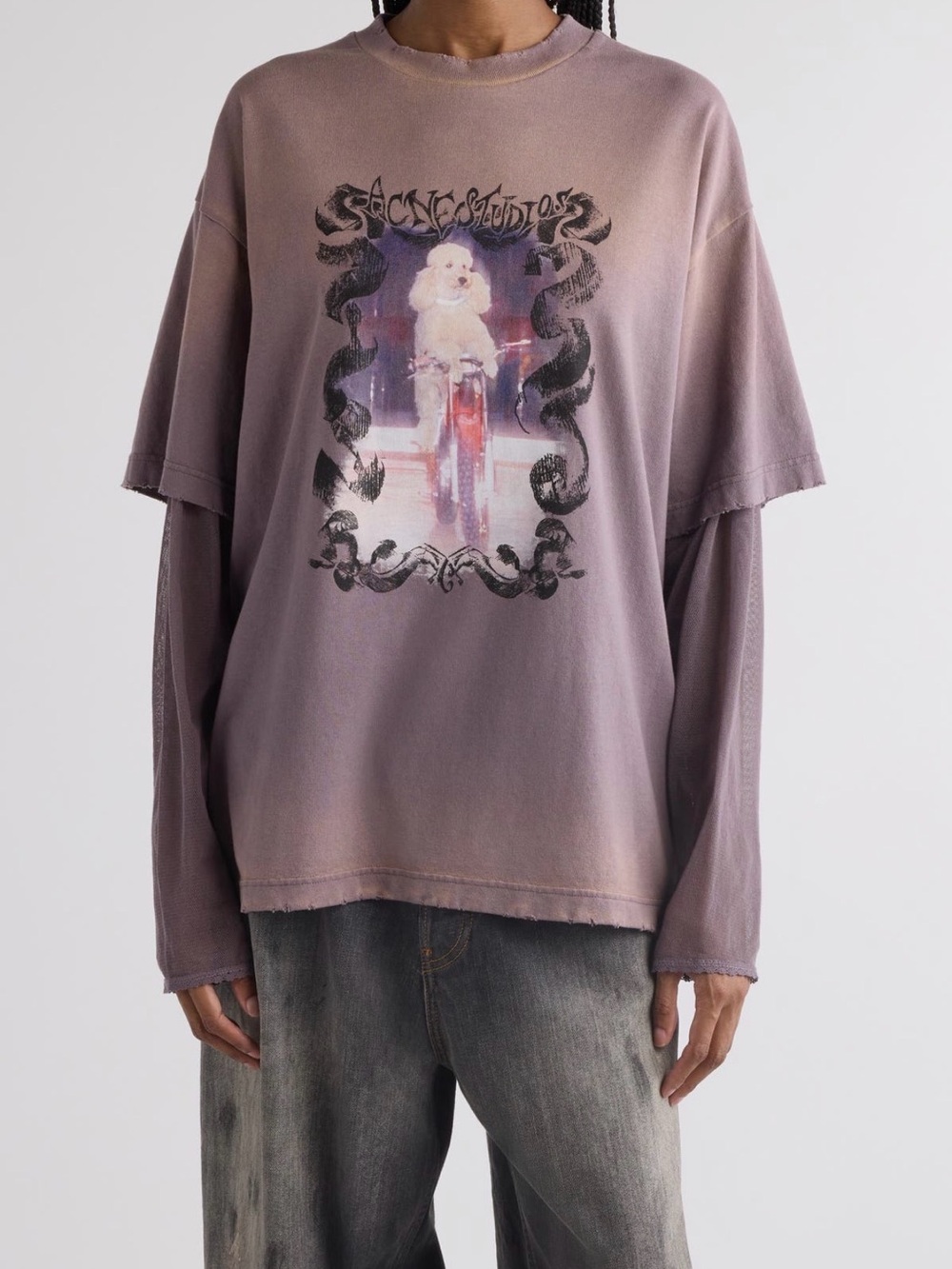 Acne Studios Edra Double Layered Cotton & Mesh T-Shirt size S
